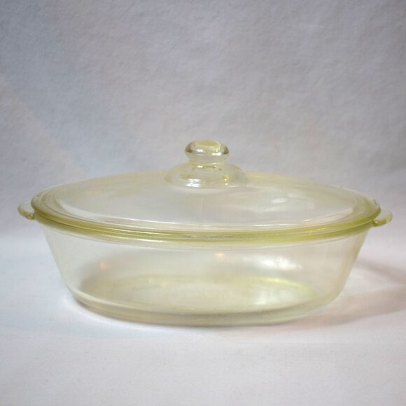 Vintage Glasbake Oval Clear Glass Covered Casserole Dish 1 Qt - Picture 3 of 4